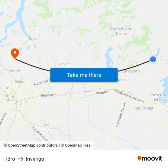 Hydro to Inverigo map