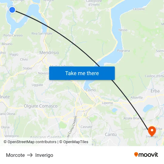 Morcote to Inverigo map