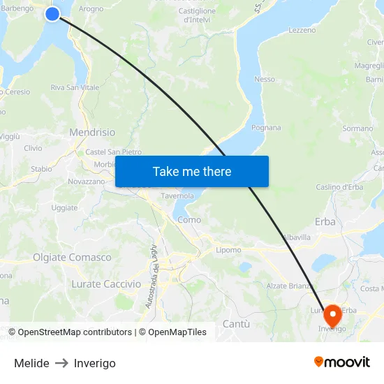 Melide to Inverigo map