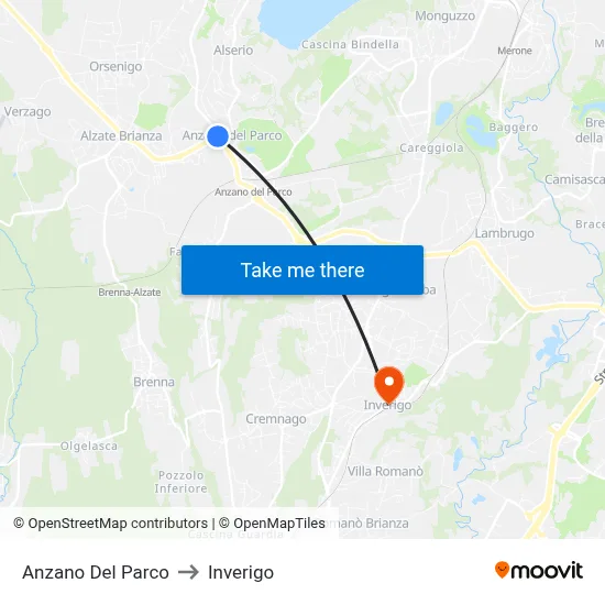 Anzano Del Parco to Inverigo map