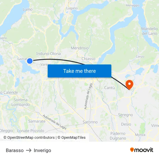 Barasso to Inverigo map