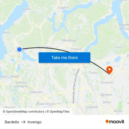 Bardello to Inverigo map