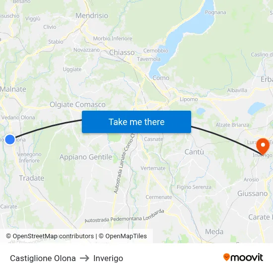 Castiglione Olona to Inverigo map