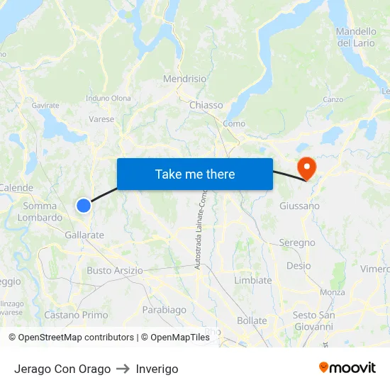 Jerago con Orago to Inverigo map