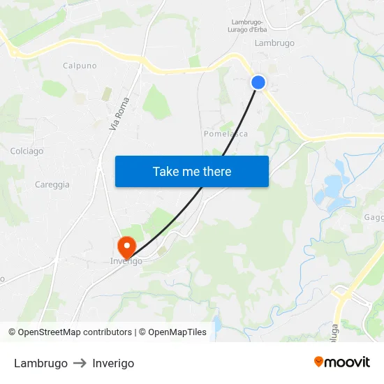 Lambrugo to Inverigo map