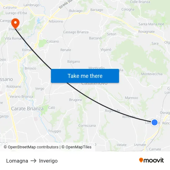 Lomagna to Inverigo map