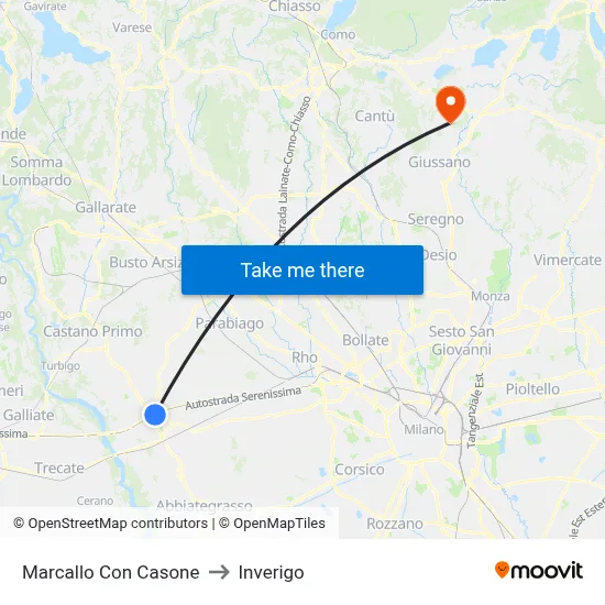 Marcallo con Casone to Inverigo map