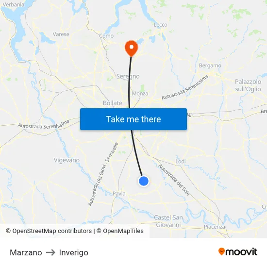 Marzano to Inverigo map