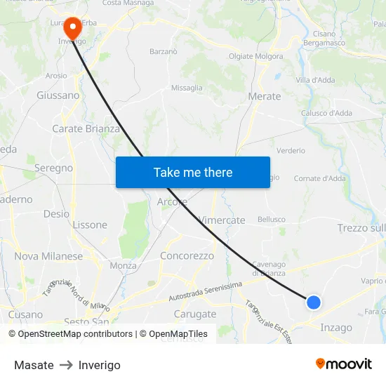 Masate to Inverigo map