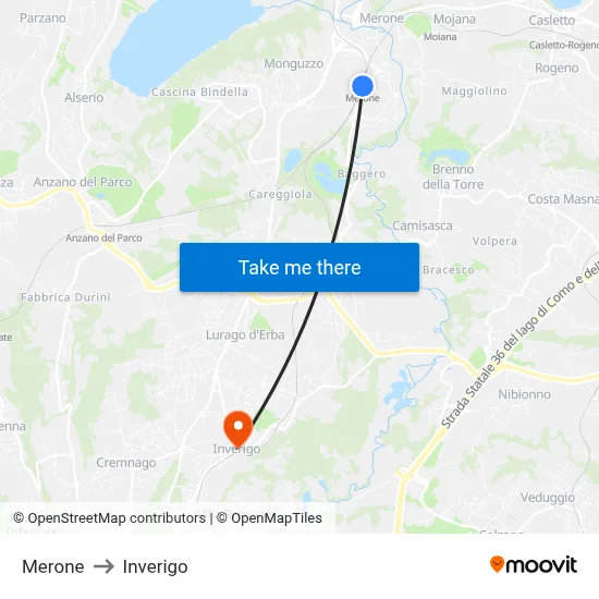 Merone to Inverigo map