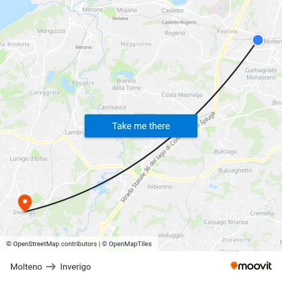 Molteno to Inverigo map