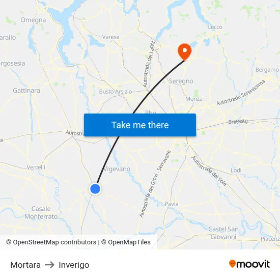 Mortara to Inverigo map
