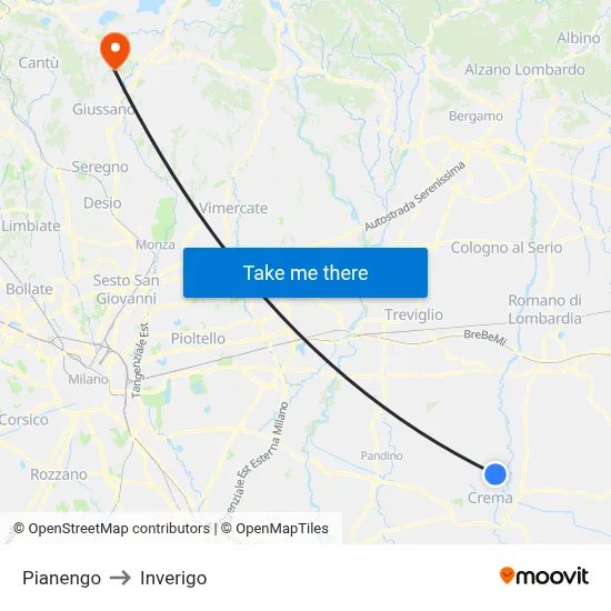 Pianengo to Inverigo map
