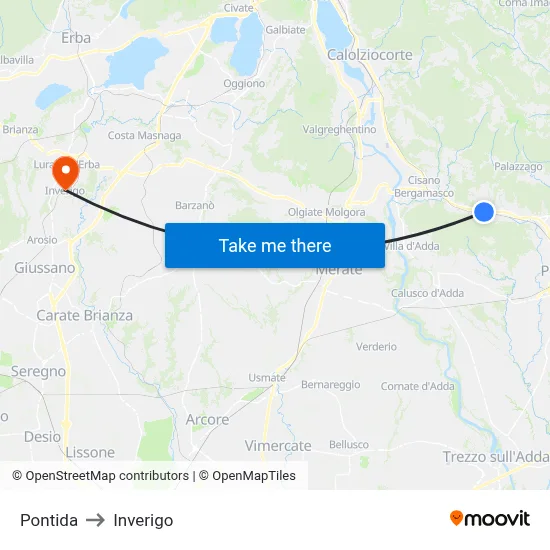Pontida to Inverigo map