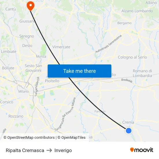 Ripalta Cremasca to Inverigo map