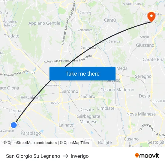 San Giorgio Su Legnano to Inverigo map