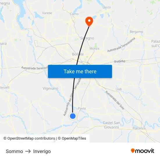 Sommo to Inverigo map