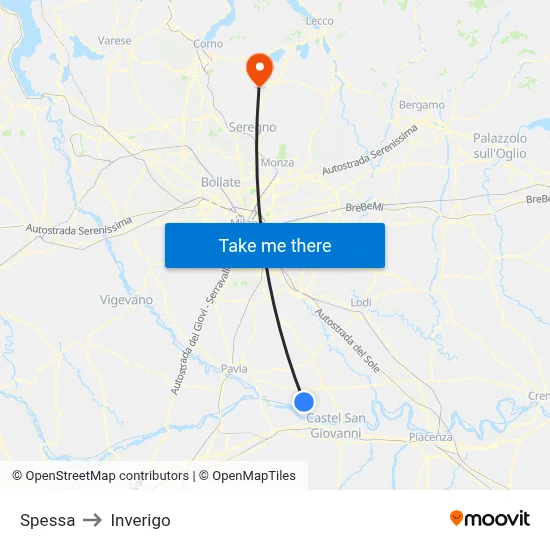 Spessa to Inverigo map