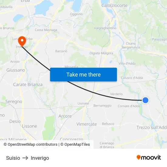 Suisio to Inverigo map
