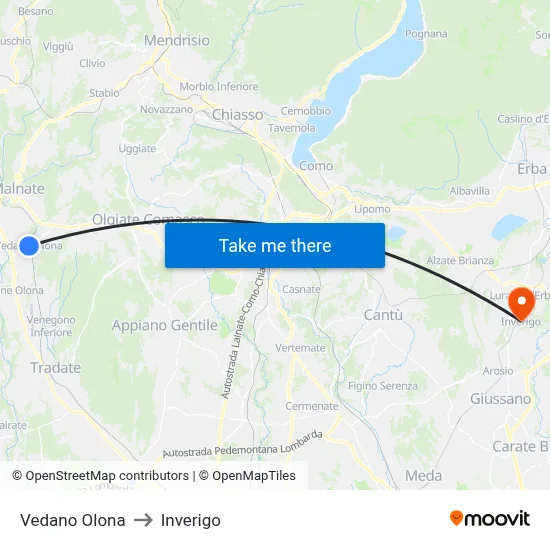 Vedano Olona to Inverigo map