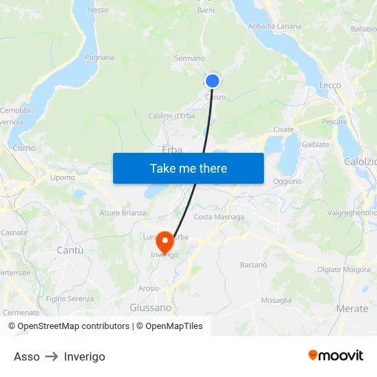 Asso to Inverigo map