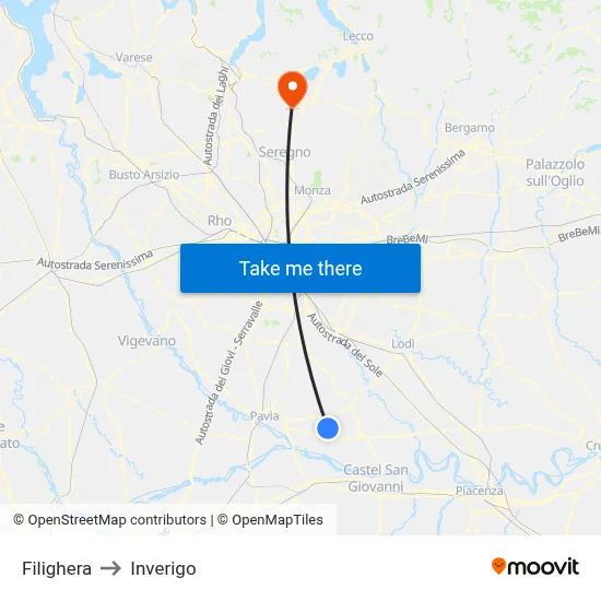 Filighera to Inverigo map