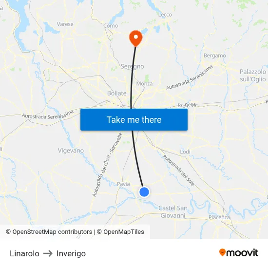 Linarolo to Inverigo map