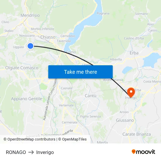 Ronago to Inverigo map