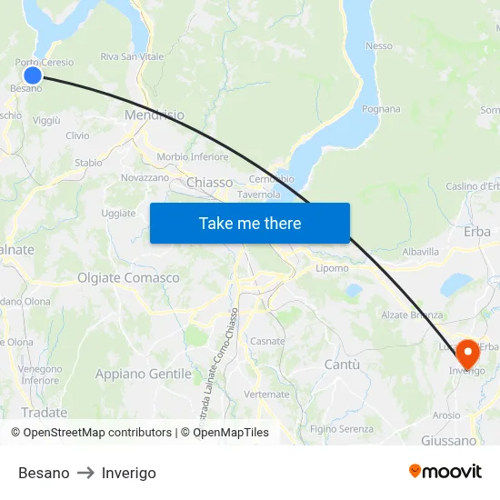 Besano to Inverigo map