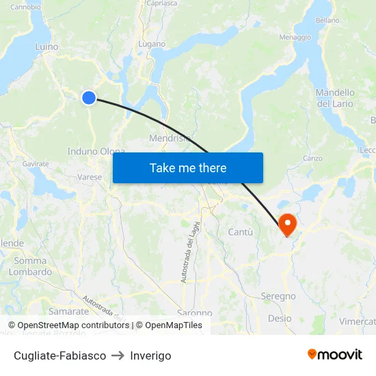 Cugliate-Fabiasco to Inverigo map