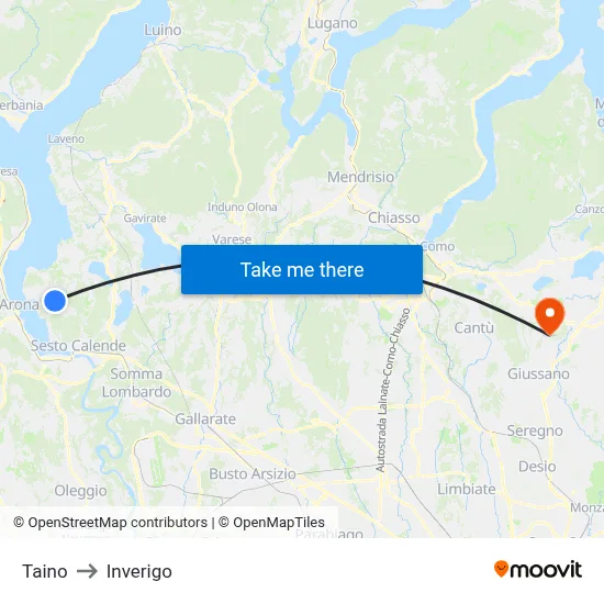 Taino to Inverigo map