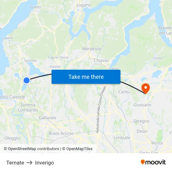 Ternate to Inverigo map