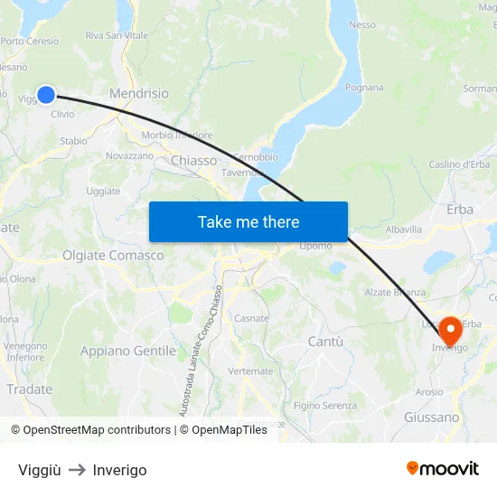 Viggiù to Inverigo map