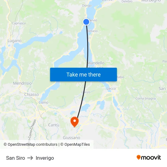 San Siro to Inverigo map