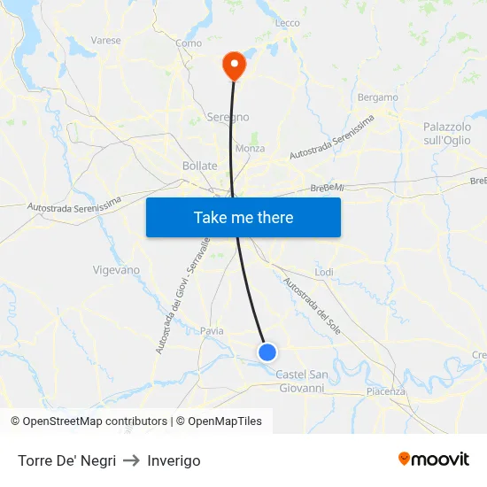 Torre De' Negri to Inverigo map