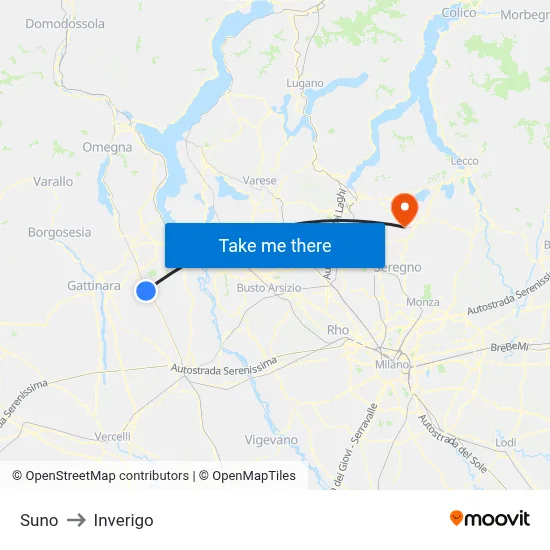 Suno to Inverigo map