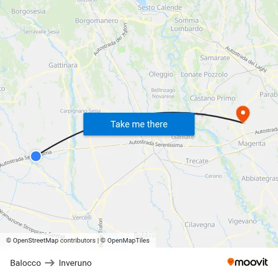 Balocco to Inveruno map
