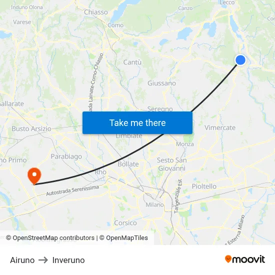 Airuno to Inveruno map