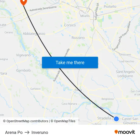 Arena Po to Inveruno map
