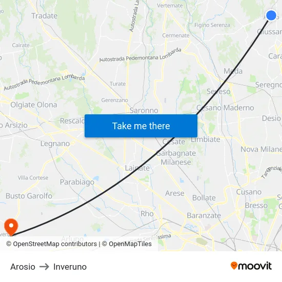 Arosio to Inveruno map