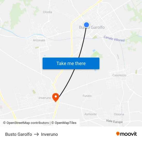 Busto Garolfo to Inveruno map