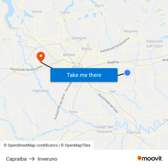 Capralba to Inveruno map