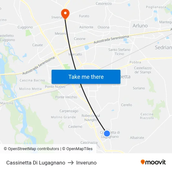 Cassinetta Di Lugagnano to Inveruno map