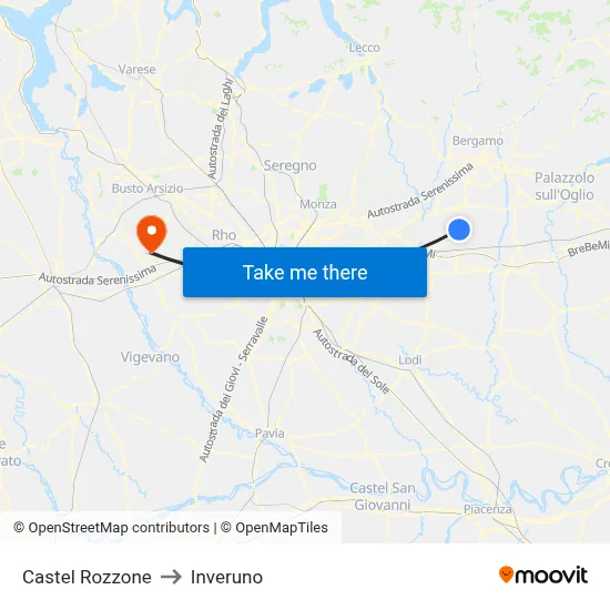 Castel Rozzone to Inveruno map
