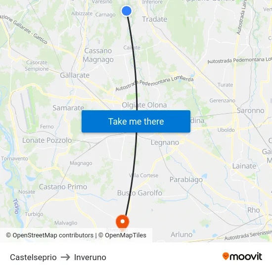 Castelseprio to Inveruno map