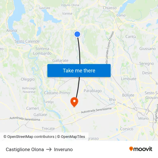 Castiglione Olona to Inveruno map
