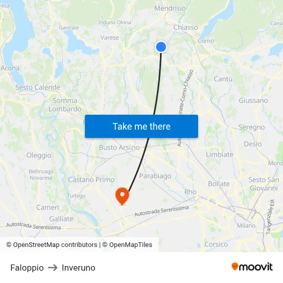 Faloppio to Inveruno map