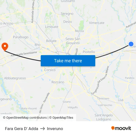 Fara Gera D' Adda to Inveruno map