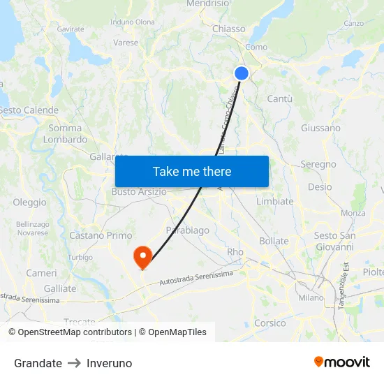 Grandate to Inveruno map