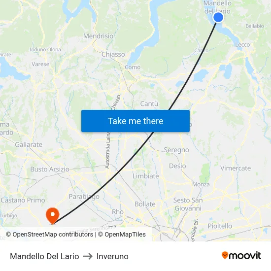 Mandello Del Lario to Inveruno map